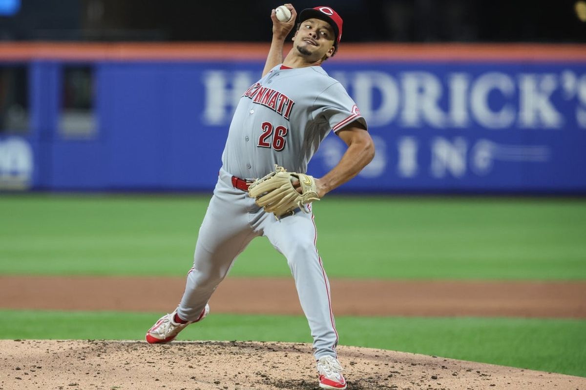 May 26, 2026; New York City, New York, USA;  Cincinnati Reds starting pitcher Chase Burns (26) pitches in the third inning against the New York Mets at Citi Field. Mandatory Credit: Wendell Cruz-Imagn Images