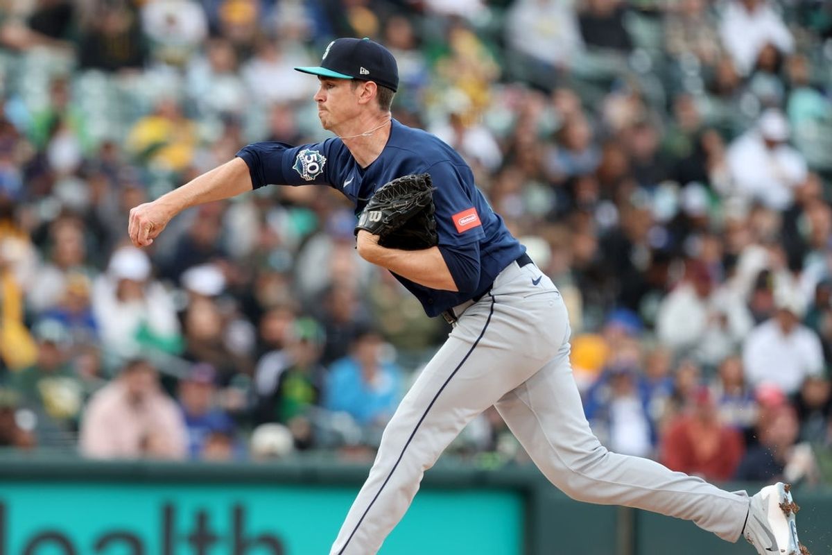 May 26, 2026; West Sacramento, California, USA; Seattle Mariners starting pitcher Emerson Hancock (26) throws a pitch against the Athletics during the first inning at Sutter Health Park. Mandatory Credit: Dennis Lee-Imagn Images