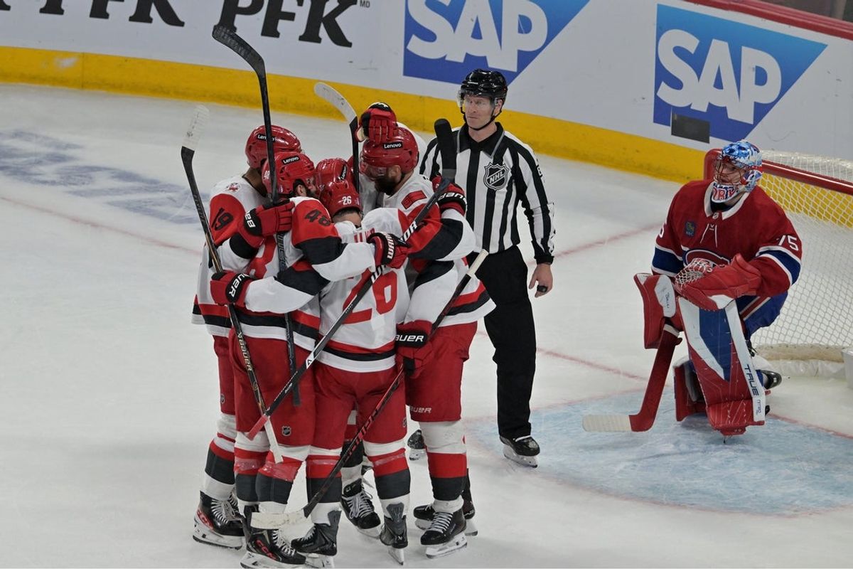 May 27, 2026; Montreal, Quebec, CAN; during the first period in game four of the Eastern Conference Final of the 2026 Stanley Cup Playoffs at Bell Centre. Mandatory Credit: Eric Bolte-Imagn Images