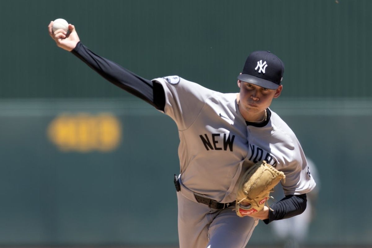 May 31, 2026; West Sacramento, California, USA; New York Yankees starting pitcher Will Warren (29) delivers a pitch against the Athletics during the first inning at Sutter Health Park. Mandatory Credit: D. Ross Cameron-Imagn Images