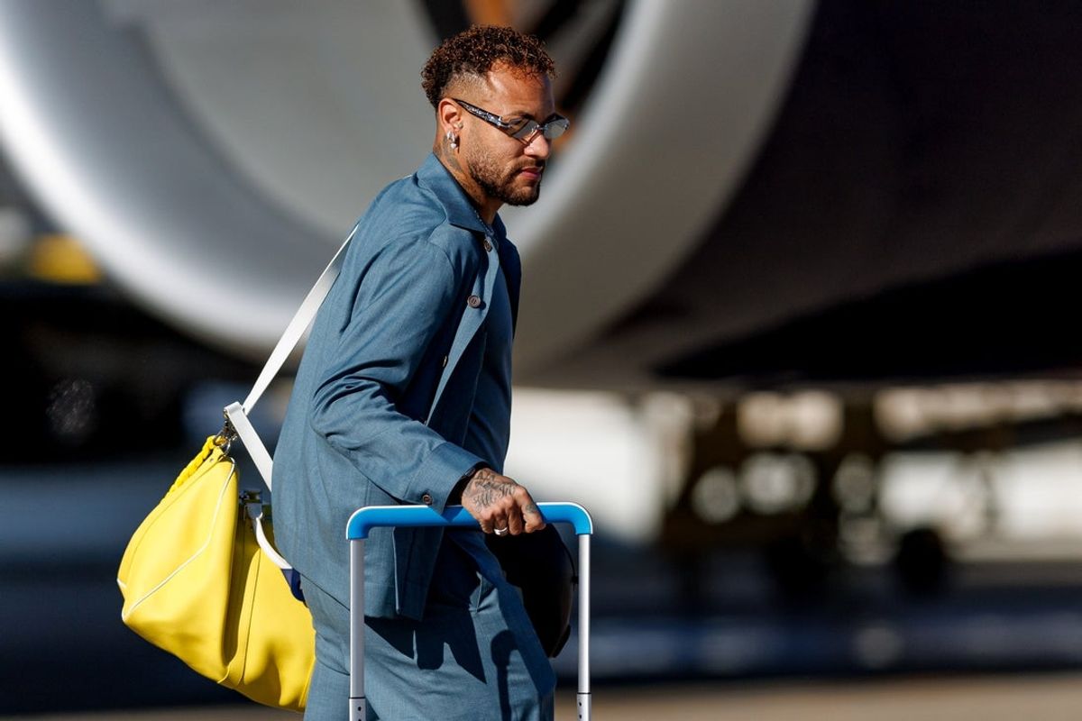 Jun 2, 2026; Newark, New Jersey, USA; Brazil forward Neymar Jr. arrives for the 2026 FIFA World Cup at Newark Liberty International Airport. Mandatory Credit: Caean Couto-Imagn Images