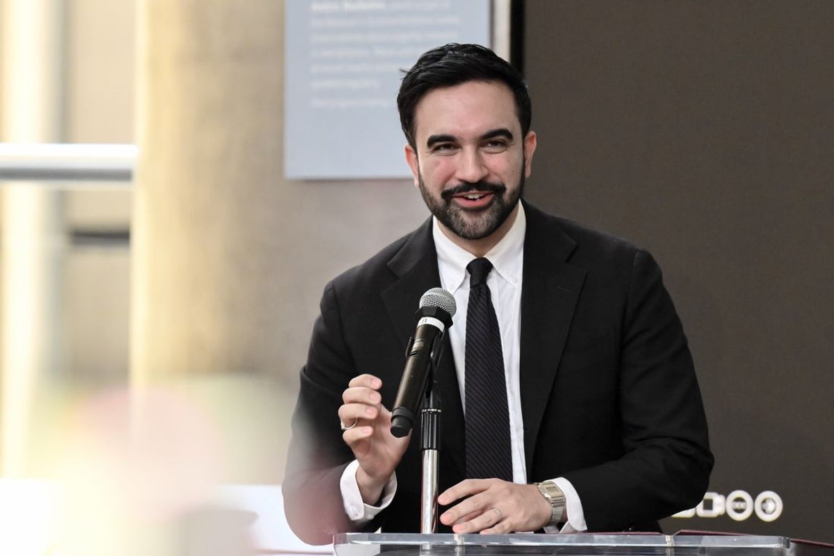 Jun 2, 2026; New York, New York, USA; New York City mayor Zohran Mamdani speaks during an event for the FIFA World Cup Trophy Tour at American Museum of Natural History. Mandatory Credit: John Jones-Imagn Images