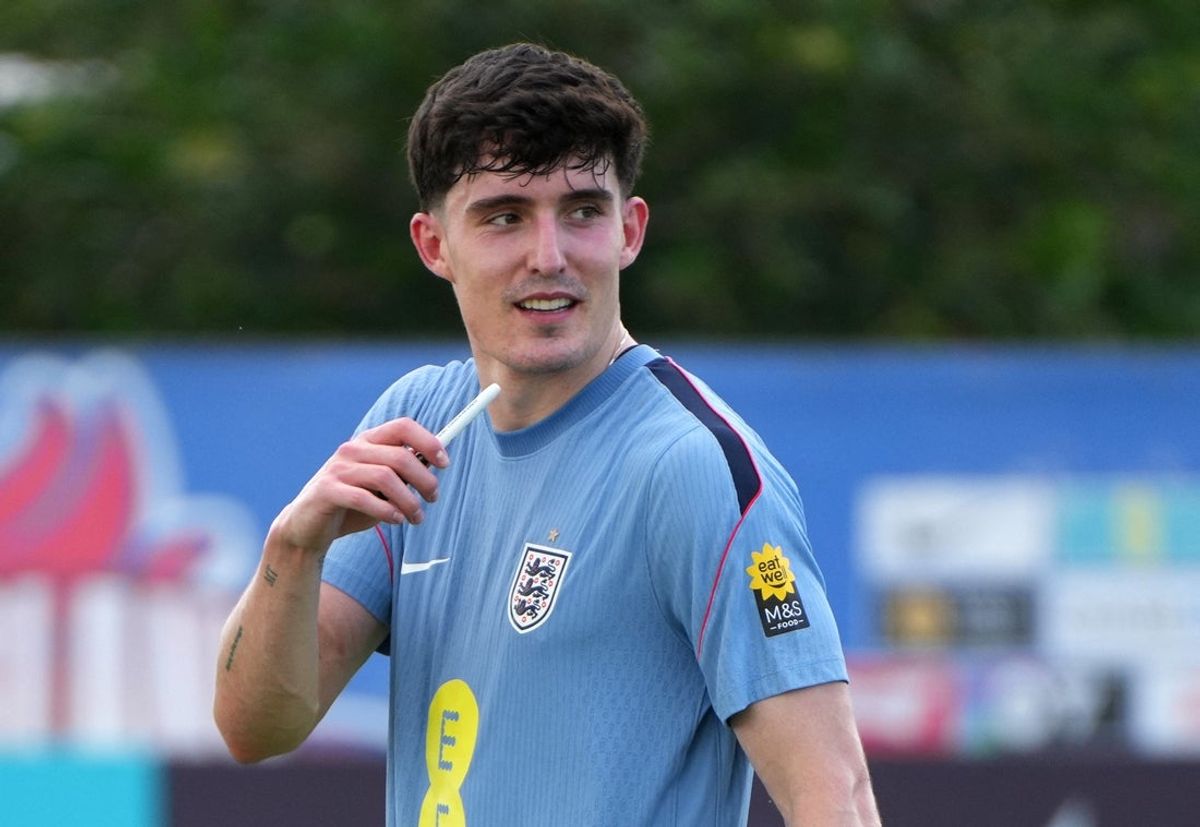 Jun 2, 2026; Palm Beach Gardens, Florida, USA; England's Tino Livramento during a training session at Gardens North Country District Park. Mandatory Credit: Jim Rassol-Imagn Images