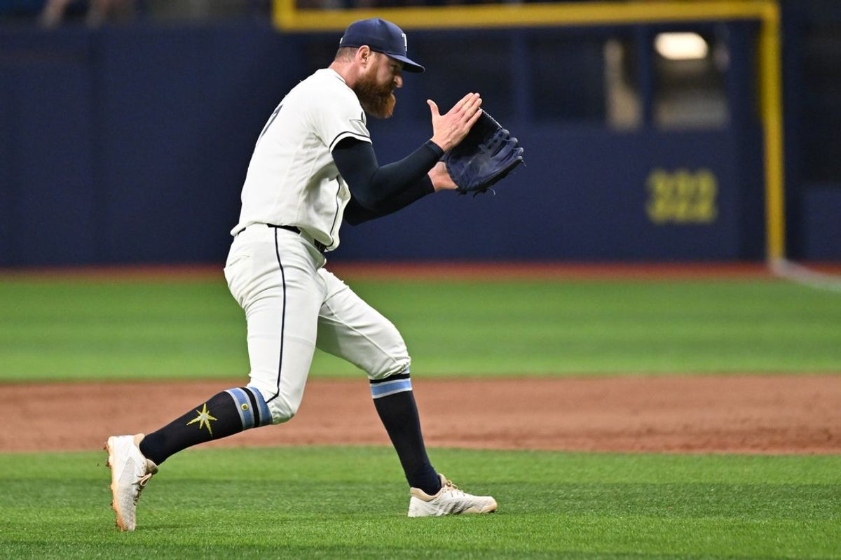 Jun 8, 2026; St. Petersburg, Florida, USA;  Tampa Bay Rays relief pitcher Bryan Baker (47) celebrates the final out  against the Boston Red Sox at Tropicana Field. Mandatory Credit: Jonathan Dyer-Imagn Images