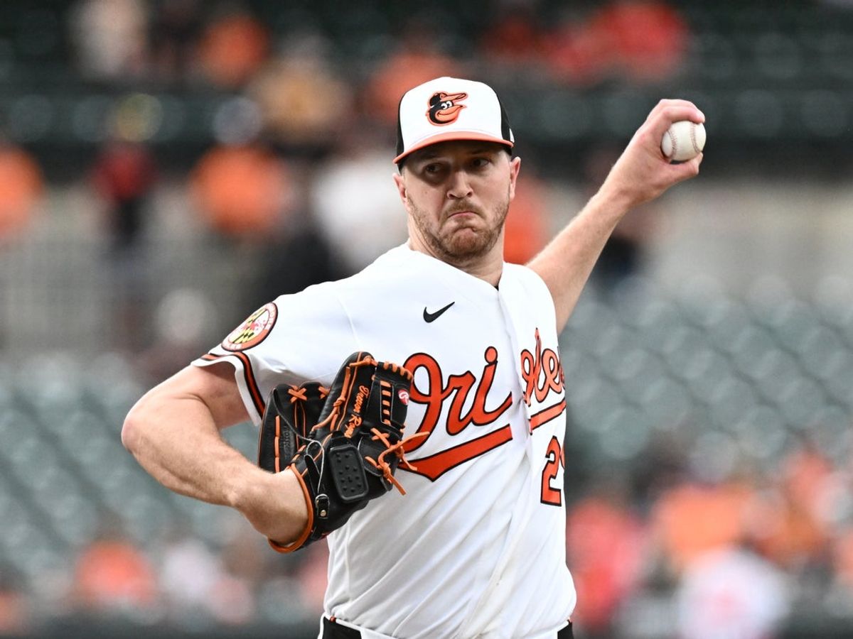 Jun 9, 2026; Baltimore, Maryland, USA;  Baltimore Orioles pitcher Trevor Rogers (28) delivers during the first inning against the Seattle Mariners at Oriole Park at Camden Yards. Mandatory Credit: James A. Pittman-Imagn Images