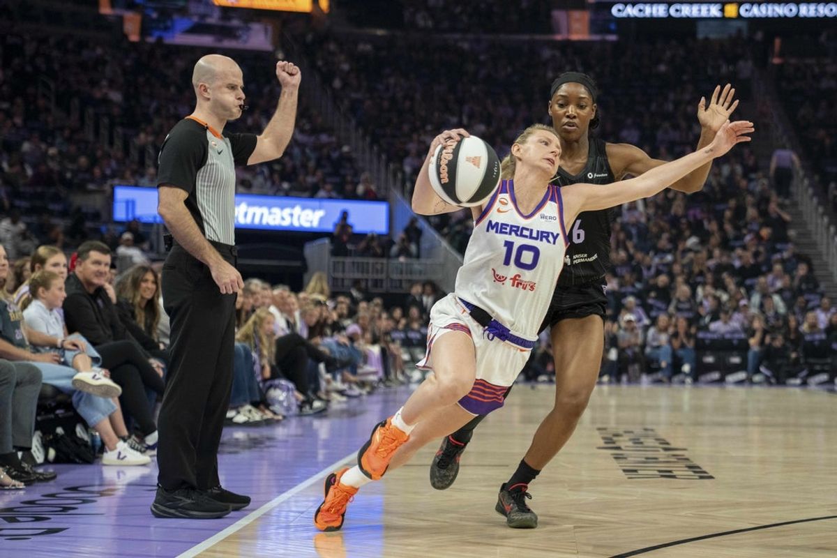 Jun 9, 2026; San Francisco, California, USA; Golden State Valkyries guard Kaila Charles (6) is called for the foul against Phoenix Mercury guard Lexi Held (10) during the first quarter at Chase Center. Mandatory Credit: Neville E. Guard-Imagn Images