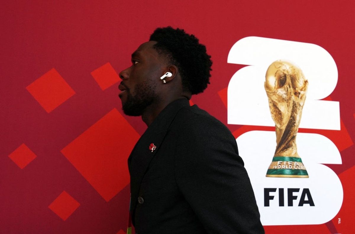 June 12, 2026; Toronto, Canada; Canada's Alphonso Davies arrives before the match.  Mandatory Credit: Kevin Sousa-Imagn Images