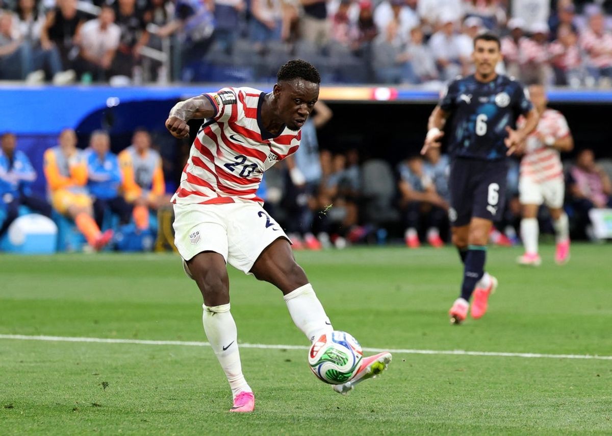 June 12, 2026; Inglewood, California, U.S.; Folarin Balogun of the U.S. scores their third goal.  Mandatory Credit: Kiyoshi Mio-Imagn Images