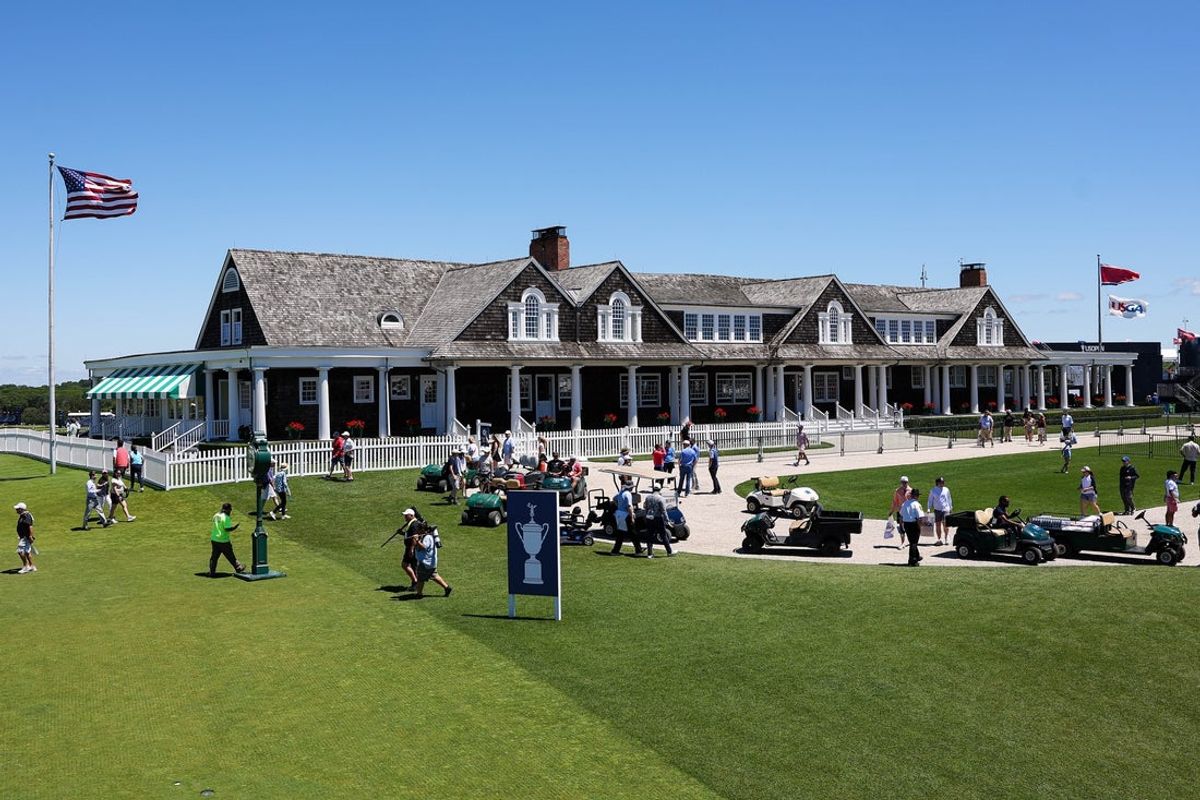 The clubhouse at Shinnecock Hills Golf Club on June 16 ahead of the 2026 U.S. Open.
