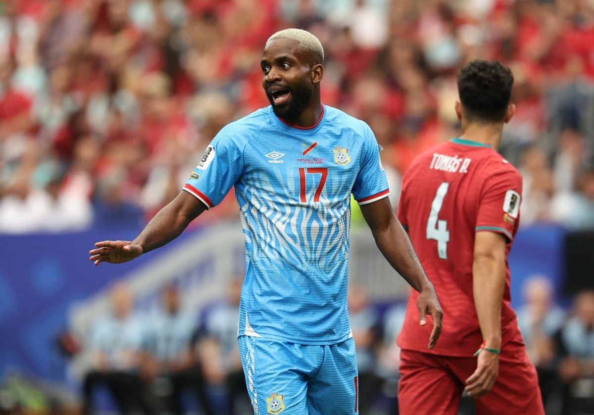 June 17, 2026; Houston, Texas, U.S.; DR Congo's Cedric Bakambu reacts.  Mandatory Credit: Troy Taormina-Imagn Images