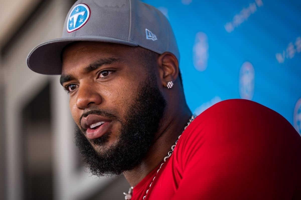 Tennessee Titans defensive tackle Jeffery Simmons speaks after mandatory minicamp at Vanderbilt Health Football Center in Nashville, Tenn., Wednesday, June 17, 2026.