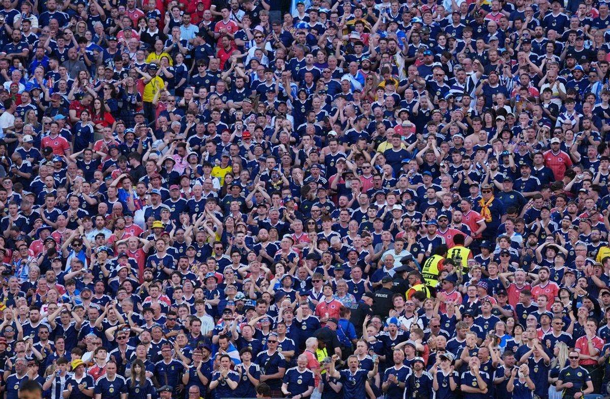 June 19, 2026; Foxborough, Massachusetts, U.S.; Scotland fans inside the stadium during the match.  Mandatory Credit: David Butler Ii-Imagn Images