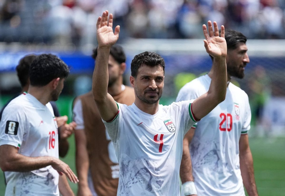 21 de junho de 2026; Inglewood, Califórnia, EUA; Shoja Khalilzadeh do Irã após a partida. Crédito obrigatório: Kirby Lee-Imagn Images
