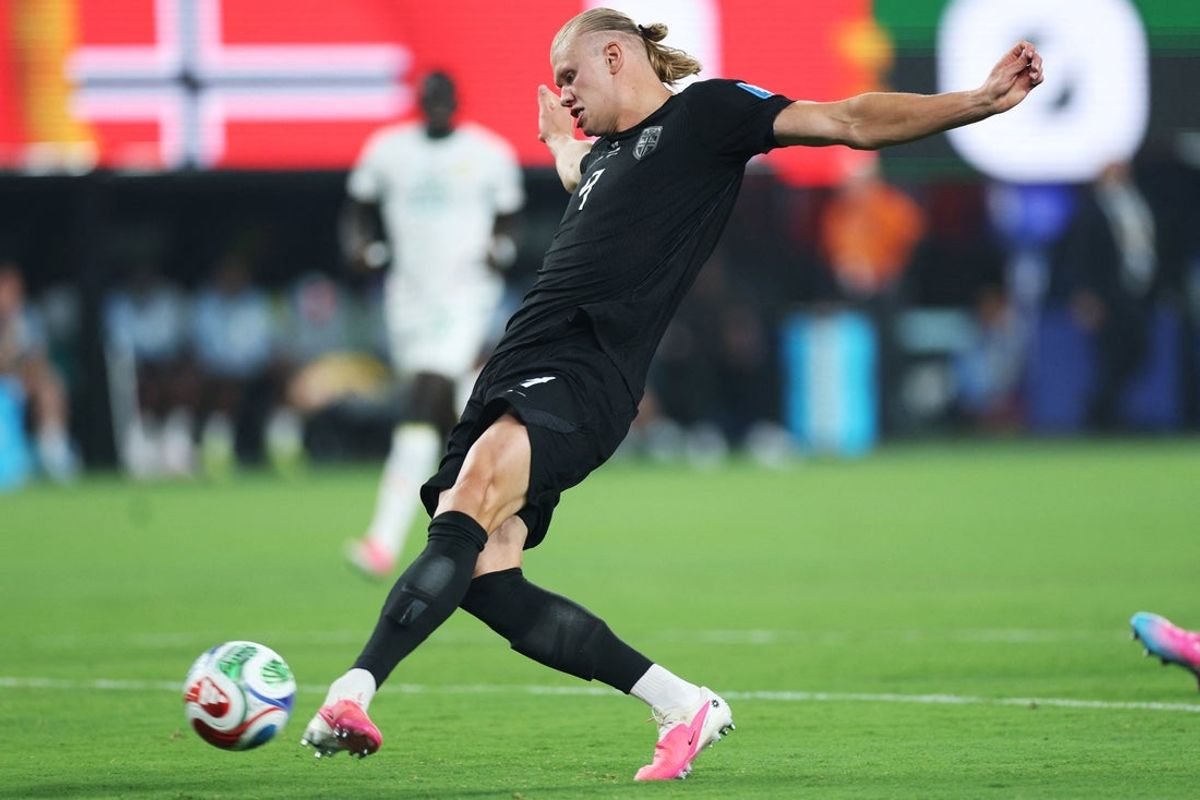 22 de junho de 2026; East Rutherford, Nova Jersey, EUA; Erling Haaland, da Noruega, marca seu segundo gol. Crédito obrigatório: Vincent Carchietta-Imagn Images