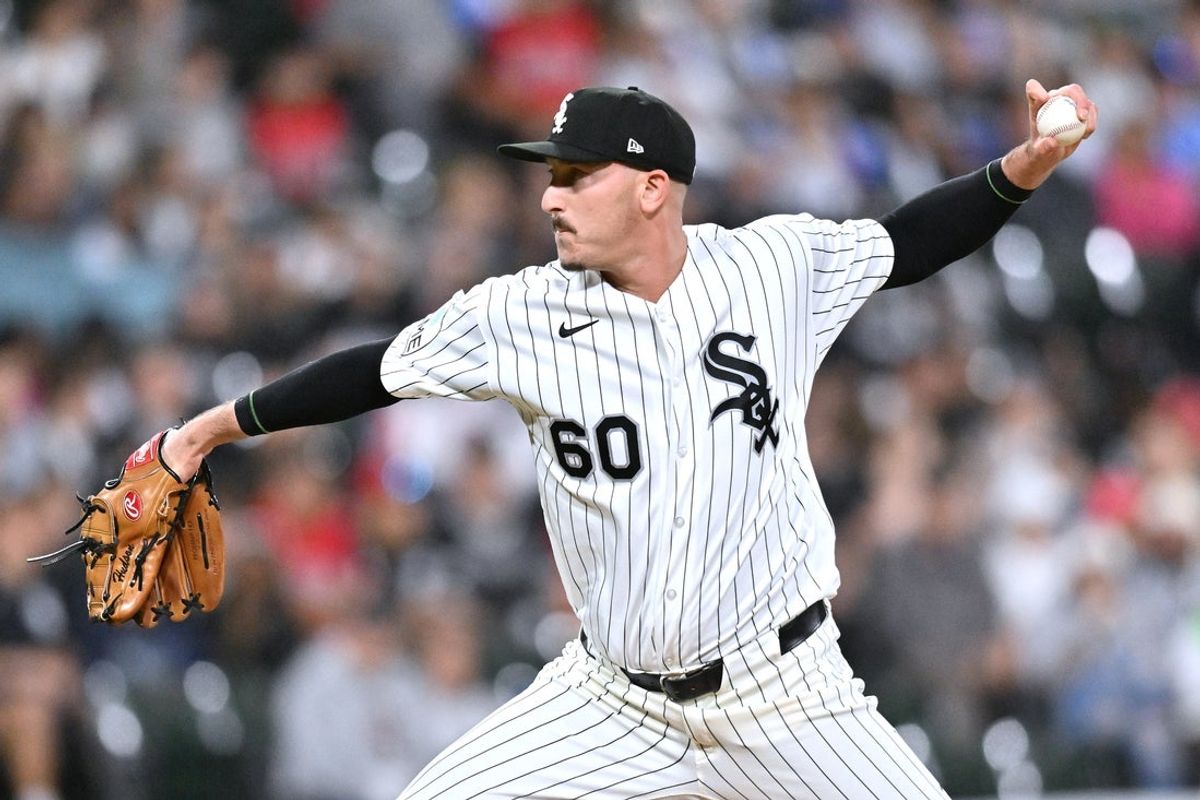 Jun 22, 2026; Chicago, Illinois, USA; Chicago White Sox pitcher Bryan Hudson (60) pitches against the Cleveland Guardians during the seventh inning at Rate Field. Mandatory Credit: Patrick Gorski-Imagn Images