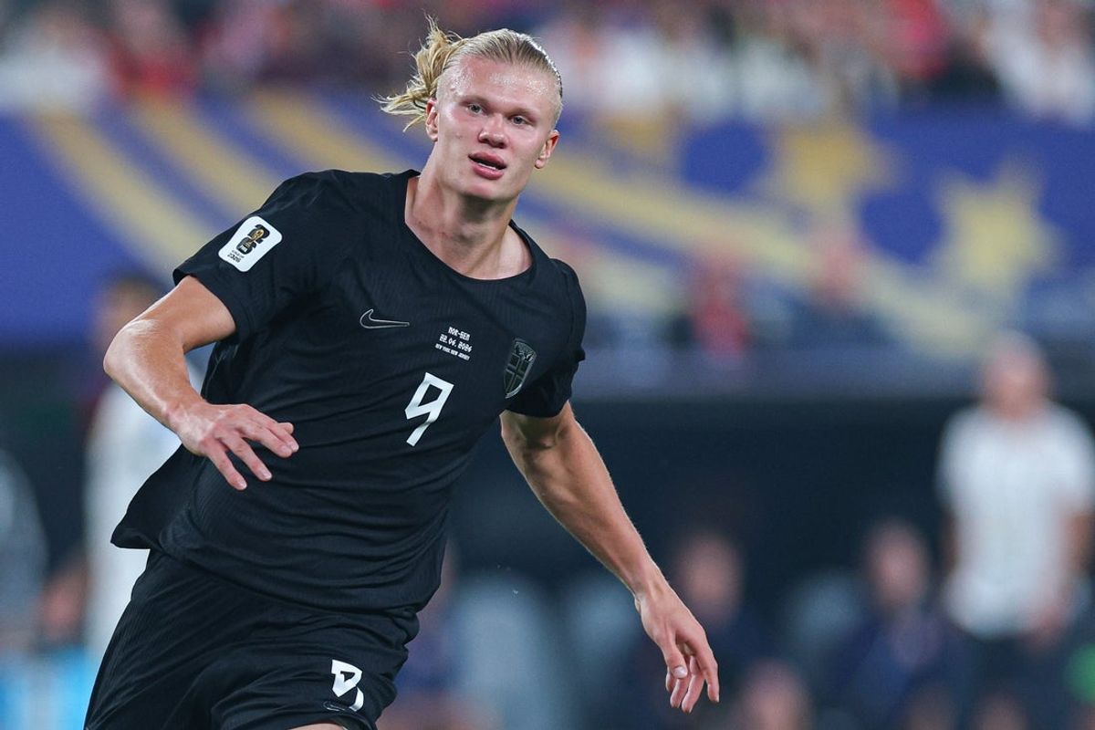 22 de junho de 2026; East Rutherford, Nova Jersey, EUA; O atacante norueguês Erling Haaland (9) em ação contra o Senegal durante uma partida do Grupo I da Copa do Mundo FIFA de 2026, no New York New Jersey Stadium. Crédito obrigatório: Vincent Carchietta-Imagn Images