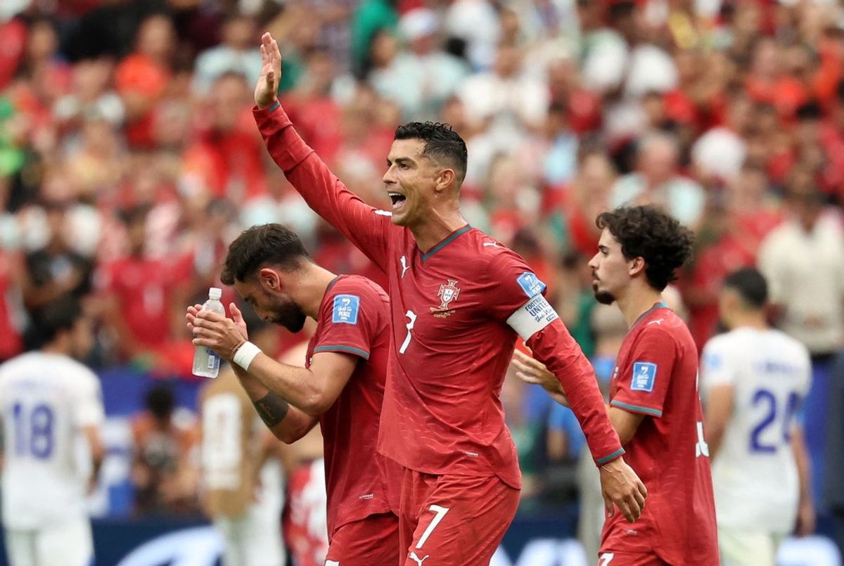 23 de junho de 2026; Houston, Texas, EUA; Cristiano Ronaldo, de Portugal, comemora após a partida. Crédito obrigatório: Troy Taormina-Imagn Images