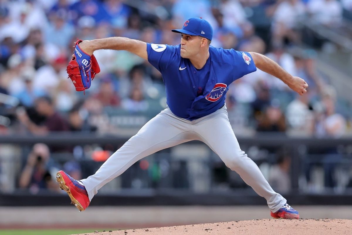25 de junho de 2026; Cidade de Nova York, Nova York, EUA; O arremessador titular do Chicago Cubs, Matthew Boyd (16), arremessa contra o New York Mets durante o primeiro turno no Citi Field. Crédito obrigatório: Brad Penner-Imagn Images