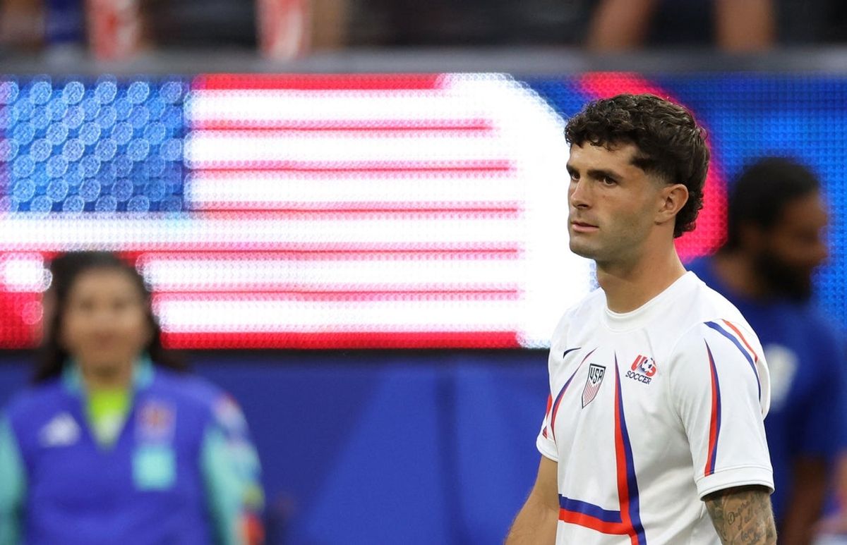 25 de junho de 2026; Inglewood, Califórnia, EUA; Christian Pulisic, dos EUA, durante o aquecimento antes da partida. Crédito obrigatório: Imagens Kiyoshi Mio-Imagn