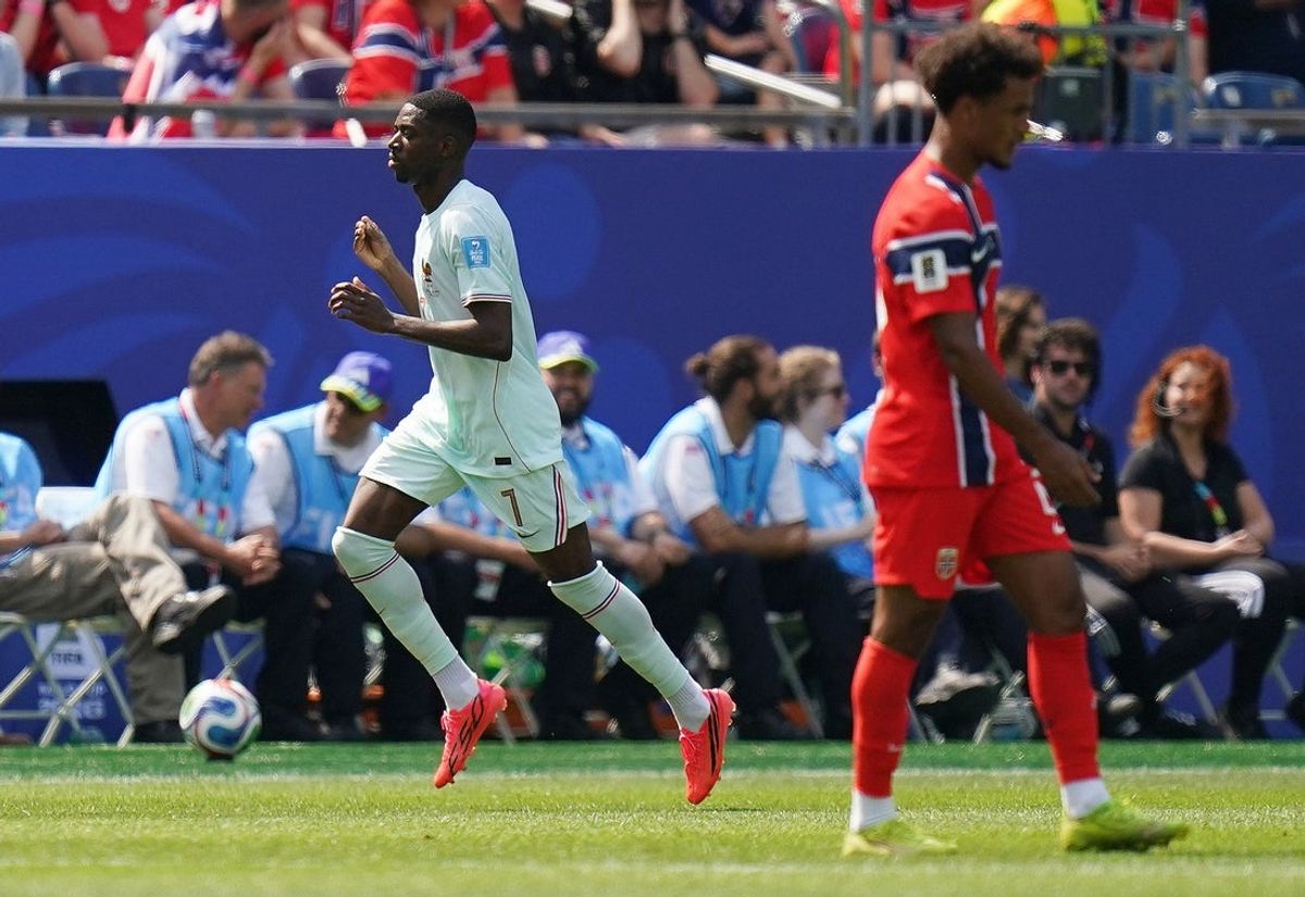 26 de junho de 2026; Foxborough, Massachusetts, EUA; O francês Ousmane Dembele comemora o segundo gol. Crédito obrigatório: David Butler Ii-Imagn Images