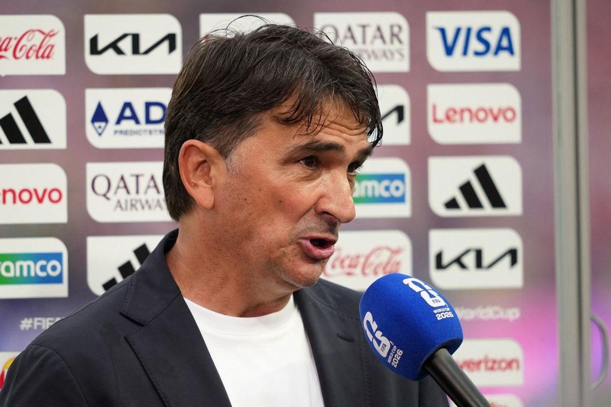 June 27, 2026; Philadelphia, Pennsylvania, U.S.; Croatia coach Zlatko Dalic being interviewed after the match.  Mandatory Credit: James Lang-Imagn Images
