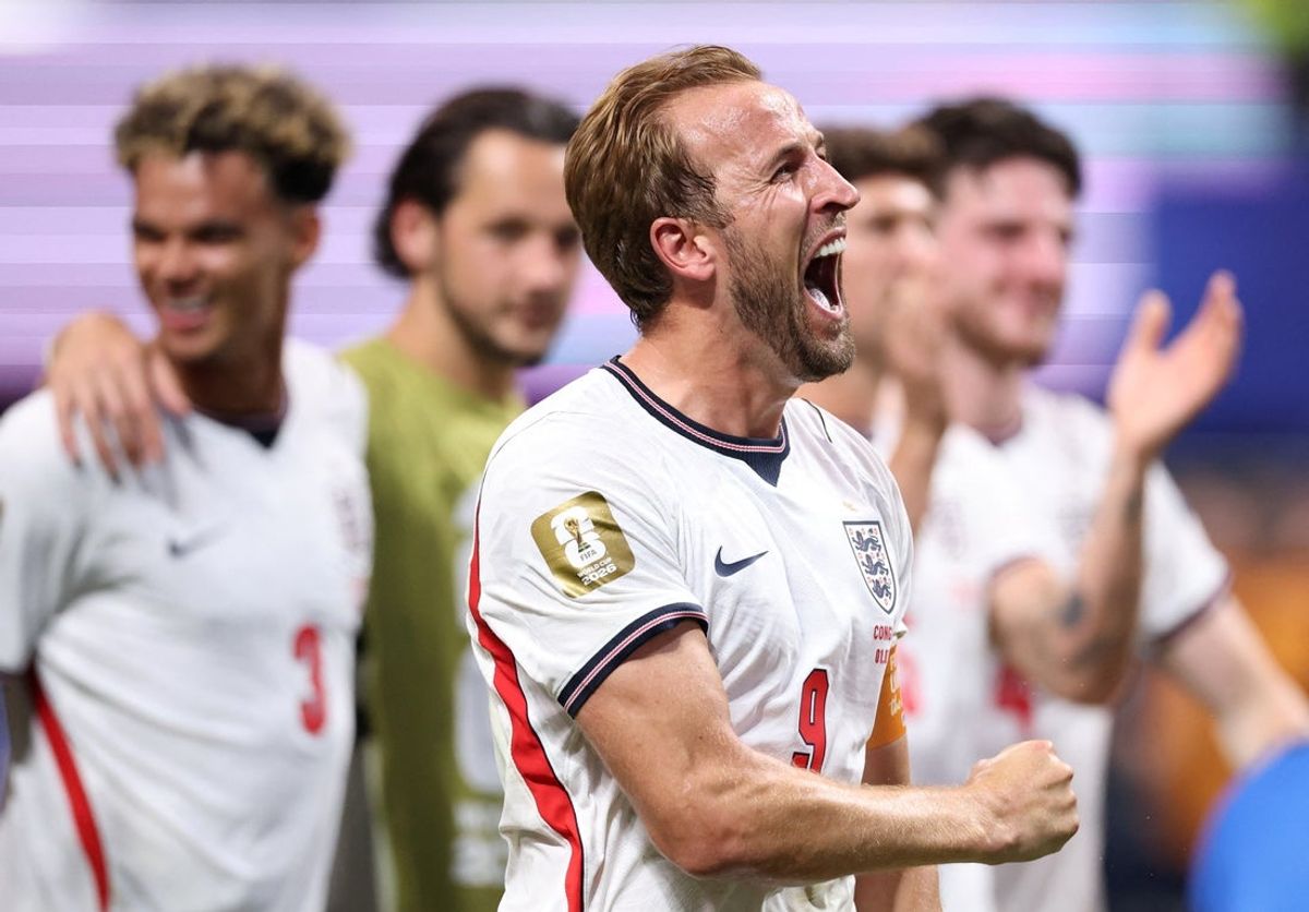 1º de julho de 2026; Atlanta, Geórgia, EUA; Harry Kane, da Inglaterra, comemora após a partida. Crédito obrigatório: Brett Davis-Imagn Images