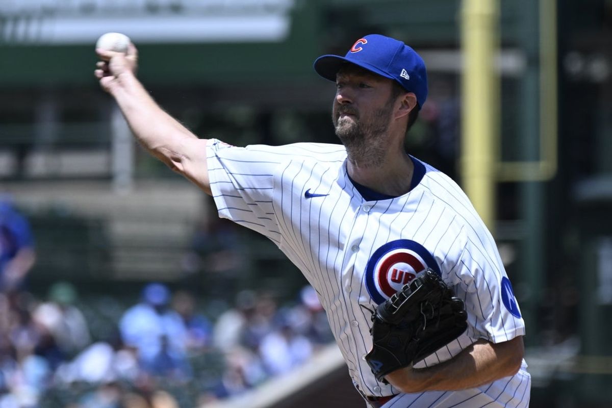 Jul 1, 2026; Chicago, Illinois, USA;  Chicago Cubs pitcher Colin Rea (53) delivers the ball during the first inning against the San Diego Padres at Wrigley Field. Mandatory Credit: Matt Marton-Imagn Images