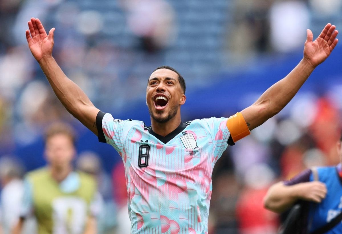 Belgium's Youri Tielemans celebrates scoring the game-winning goal against Senegal on July 1, 2026.