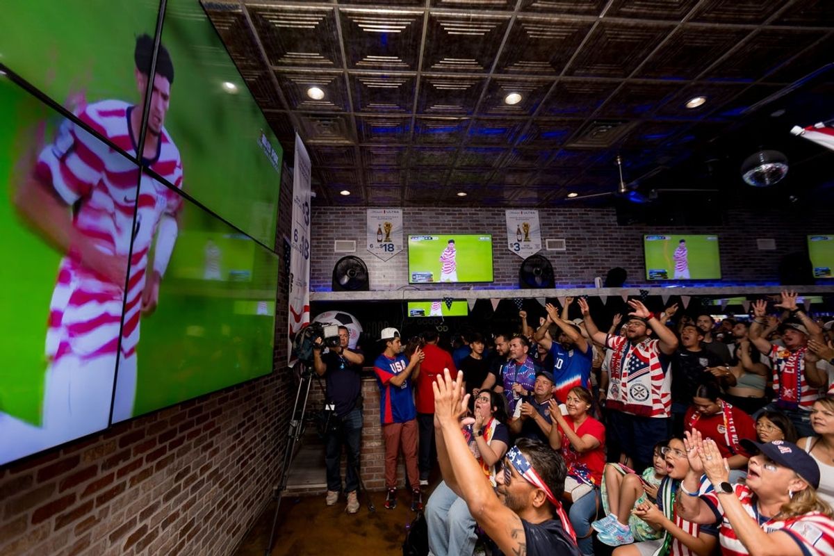 Fans cheer as El Paso native Ricardo Pepi enters the match during a watch party for the United States’ FIFA World Cup match against Bosnia and Herzegovina at The District Pub & Kitchen in West El Paso on Wednesday, July 1, 2026.