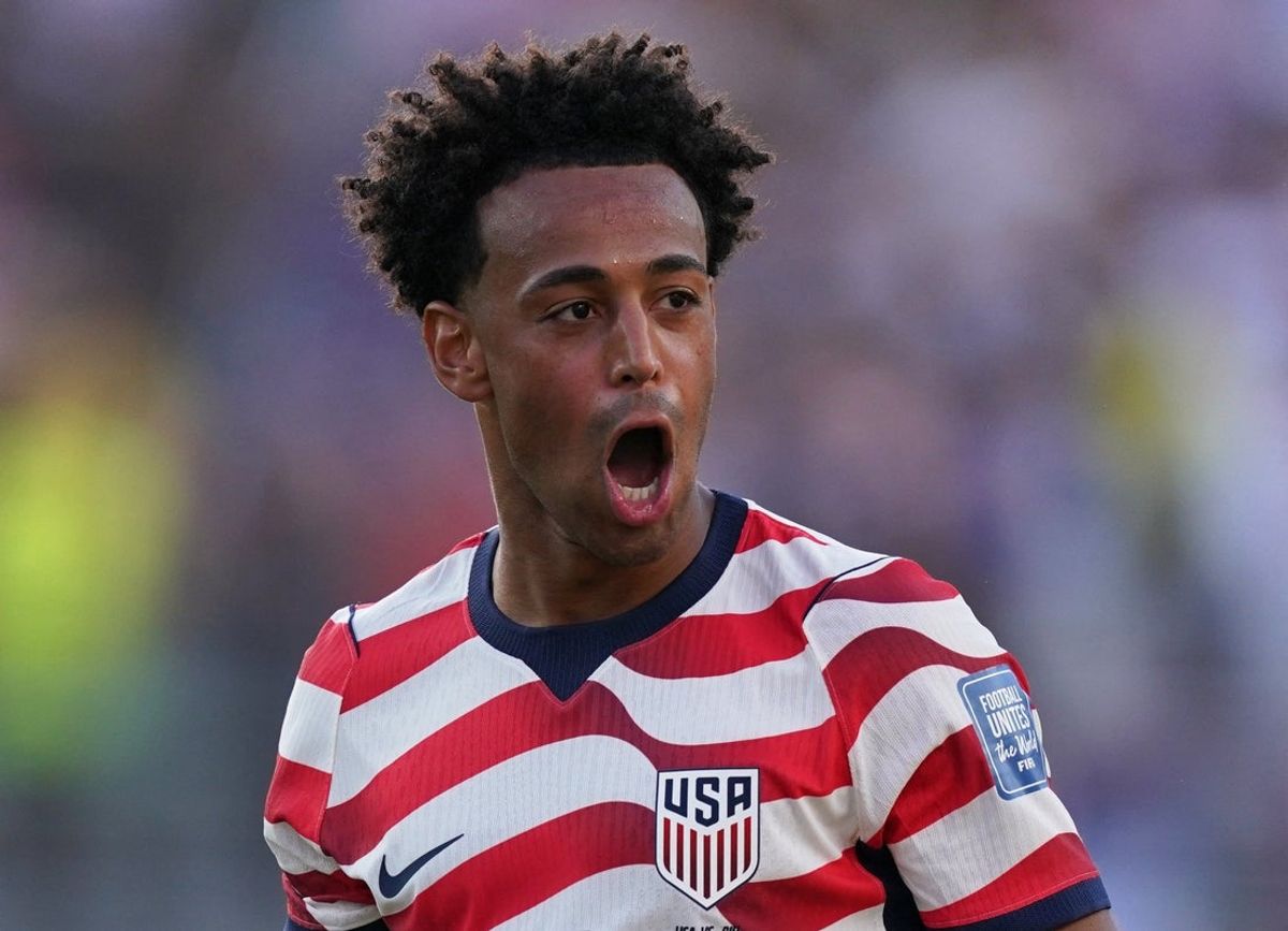 United States midfielder Tyler Adams celebrates after beating Bosnia and Herzegovina on July 1.