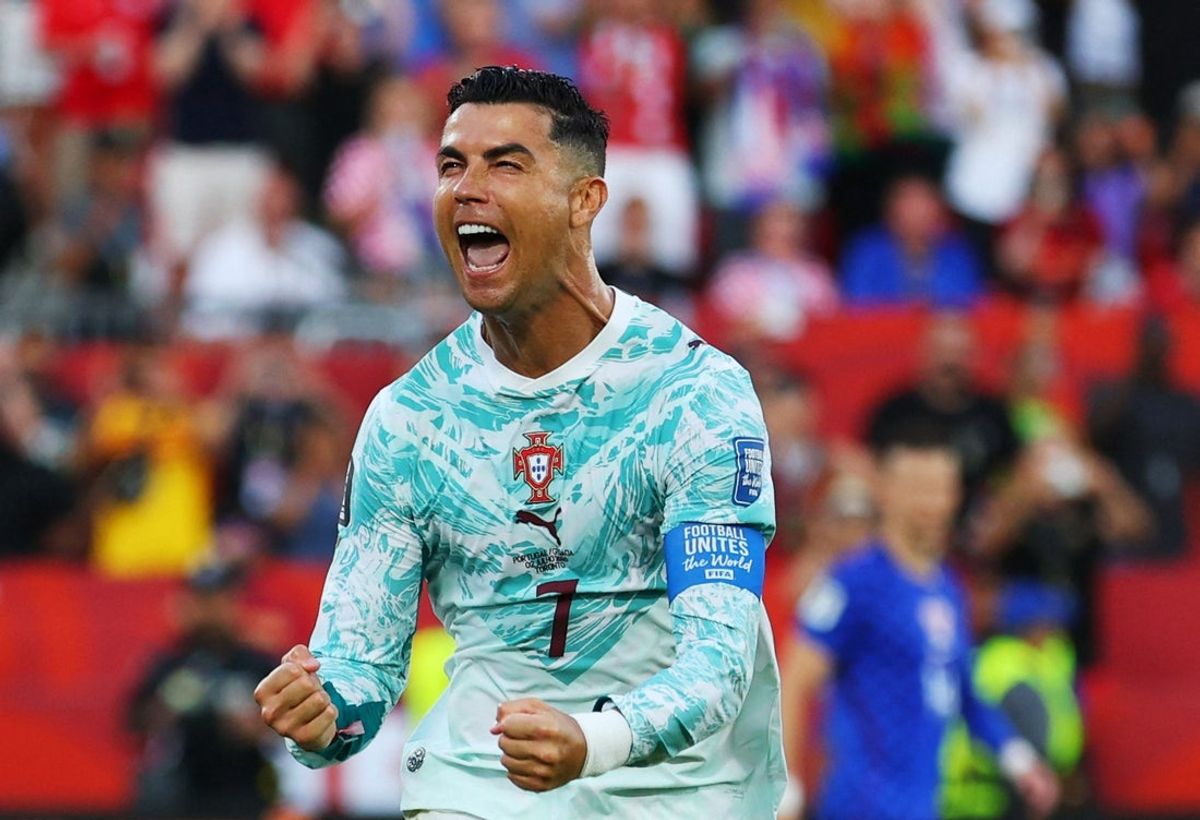July 2, 2026; Toronto, Canada; Portugal's Cristiano Ronaldo celebrates scoring their first goal.  Mandatory Credit: Mike Segar-Reuters via Imagn Images