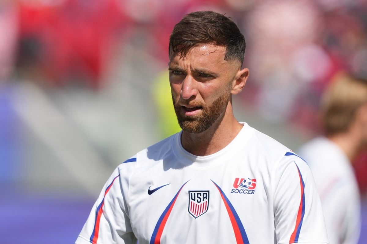 Jul 1, 2026; Santa Clara, California, USA; United States of America goalkeeper Matt Turner (1) before a Round of 32 match of the 2026 FIFA World Cup against Bosnia and Herzegovina at San Francisco Bay Area Stadium. Mandatory Credit: Darren Yamashita-Imagn Images