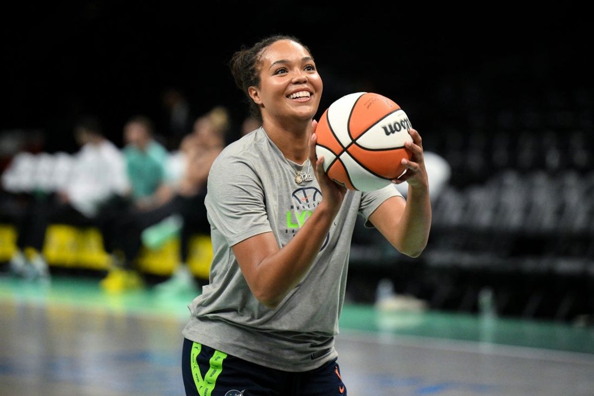 Jul 3, 2026; Brooklyn, New York, USA; Minnesota Lynx forward Napheesa Collier (24) warms up before a game against the New York Liberty at Barclays Center. Mandatory Credit: John Jones-Imagn Images