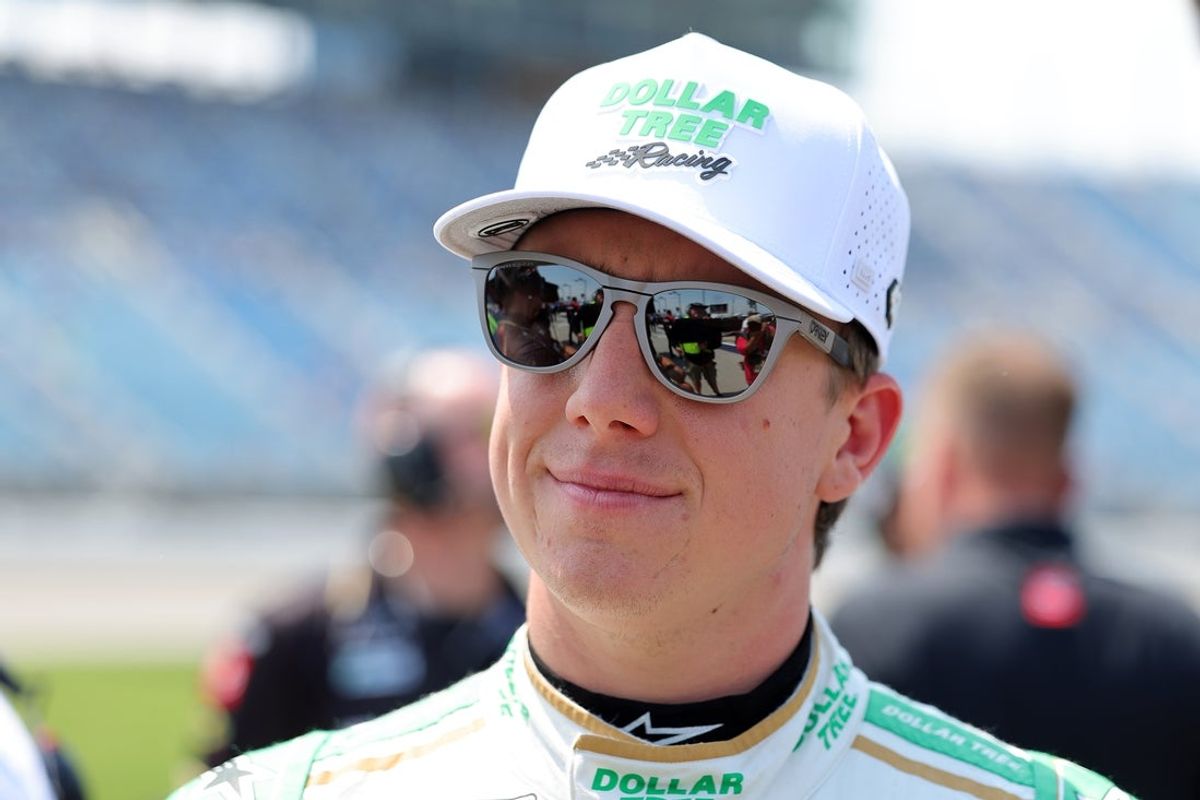 Jul 4, 2026; Joliet, Illinois, USA; NASCAR Cup Series driver John Hunter Nemechek (42) before qualifying for the eero 400 at Chicagoland Speedway. Mandatory Credit: Mike Dinovo-Imagn Images