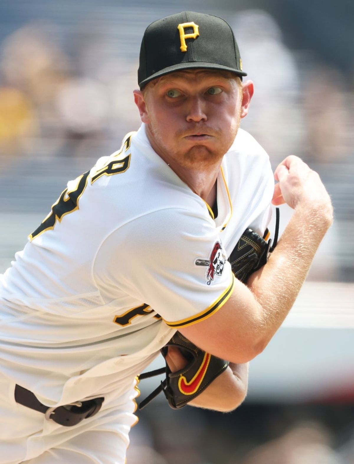 Jul 9, 2026; Pittsburgh, Pennsylvania, USA;  Pittsburgh Pirates starting pitcher Mitch Keller (23) delivers a pitch against the Atlanta Braves during the first inning at PNC Park. Mandatory Credit: Charles LeClaire-Imagn Images