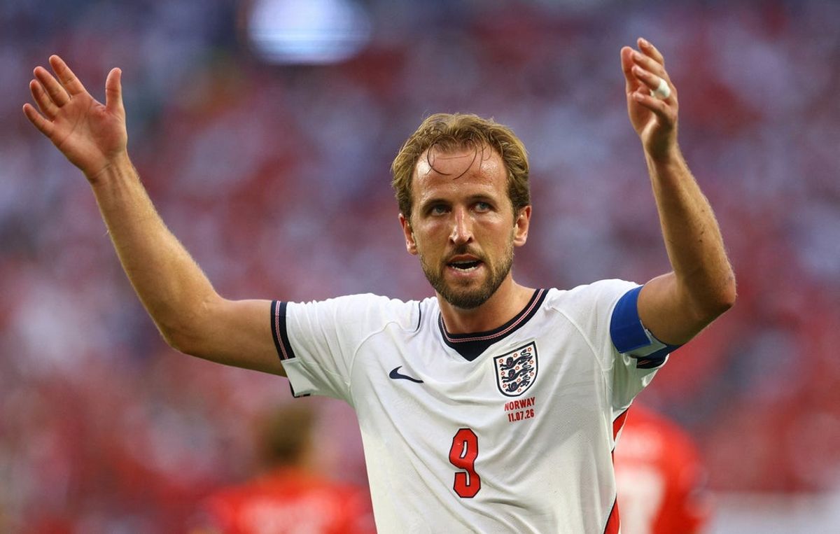 July 11, 2026; Miami Gardens, Florida, U.S.; England's Harry Kane reacts.  Mandatory Credit: Nathan Ray Seebeck-Imagn Images