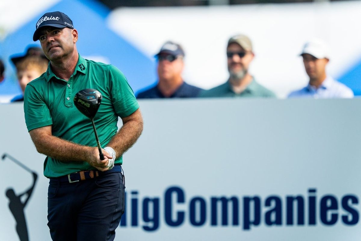 Ryan Armour tees off from hole No. 10 during the Kaulig Companies PGA Championship Final Round, July 12, 2026, at Firestone Country Club in Akron, Ohio.