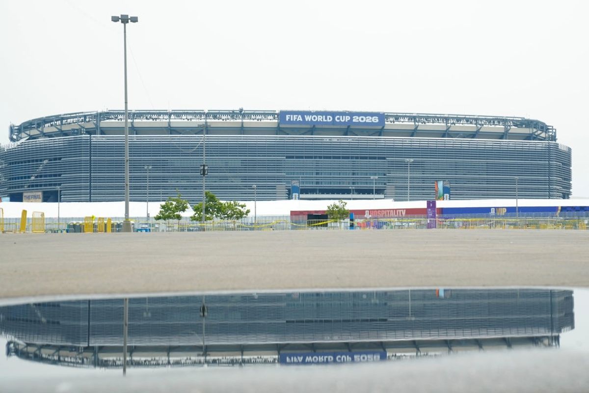 MetLife Stadium is shown,  Thursday, July 16, 2026 during an air quality alert.  Whether the  air quality will play a part in the World Cup Final on Sunday remains to be seen.