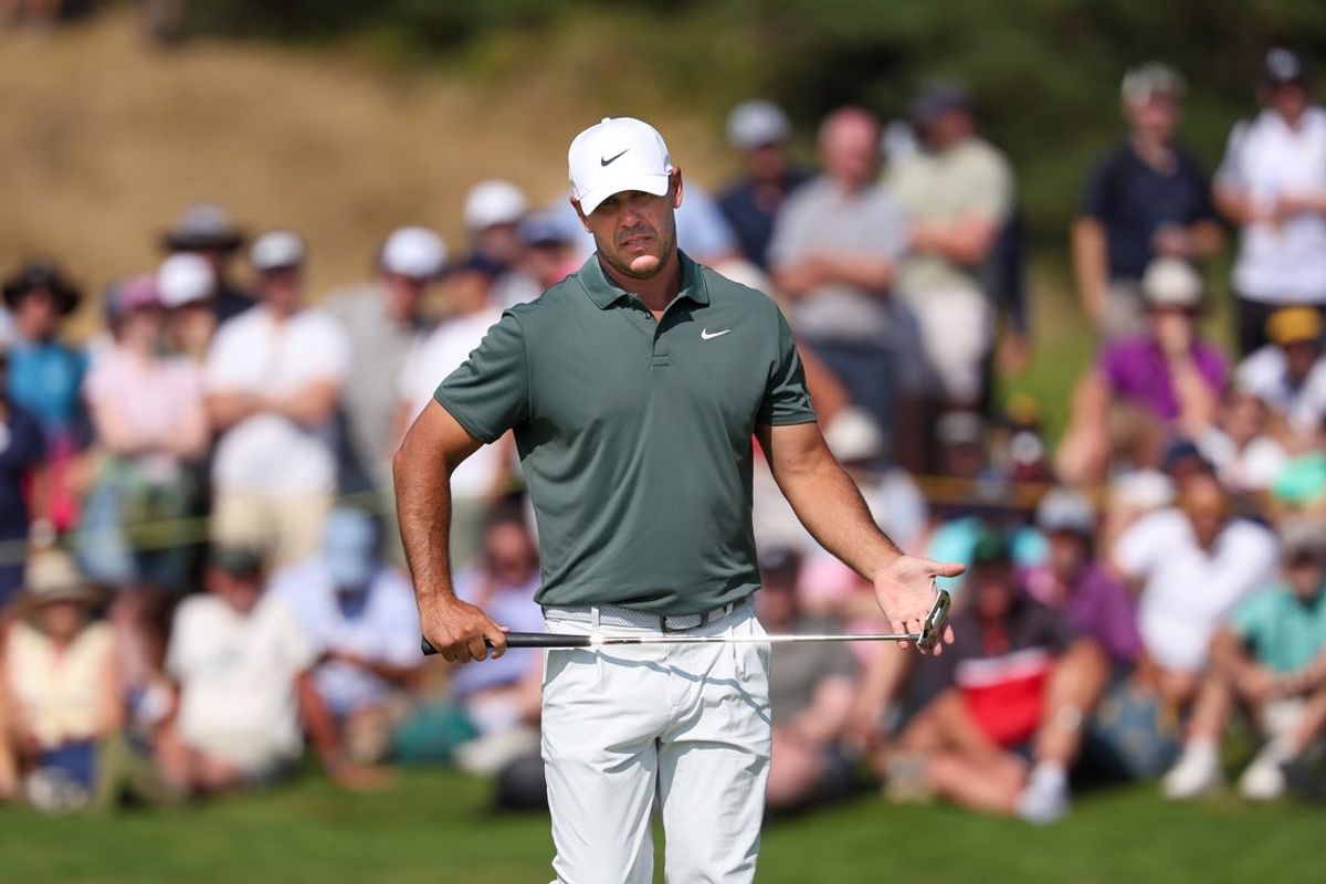 Jul 16, 2026; Southport, ENG; Brooks Koepka prepares putt on the third green during the first round of The Open Championship golf tournament at Royal Birkdale. Mandatory Credit: Bill Streicher-Imagn Images