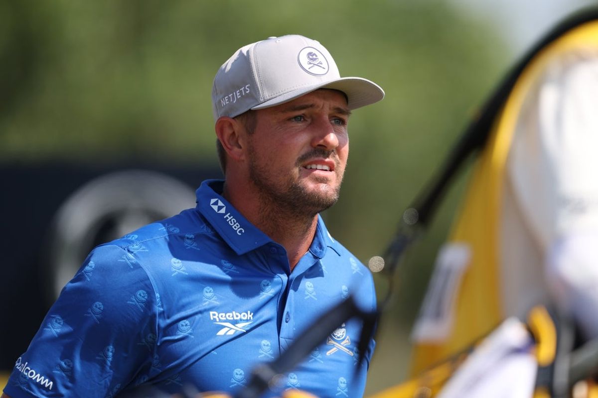 Jul 17, 2026; Southport, ENG; Bryson DeChambeau walks from the second tee during the second round of The Open Championship golf tournament at Royal Birkdale. Mandatory Credit: Bill Streicher-Imagn Images