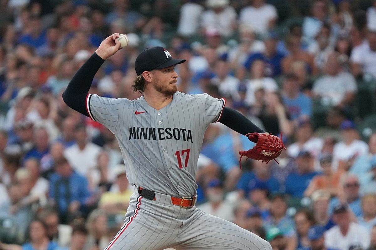 Jul 17, 2026; Chicago, Illinois, USA; Minnesota Twins pitcher Bailey Ober (17) throws the ball against the Chicago Cubs during the first inning at Wrigley Field. Mandatory Credit: David Banks-Imagn Images