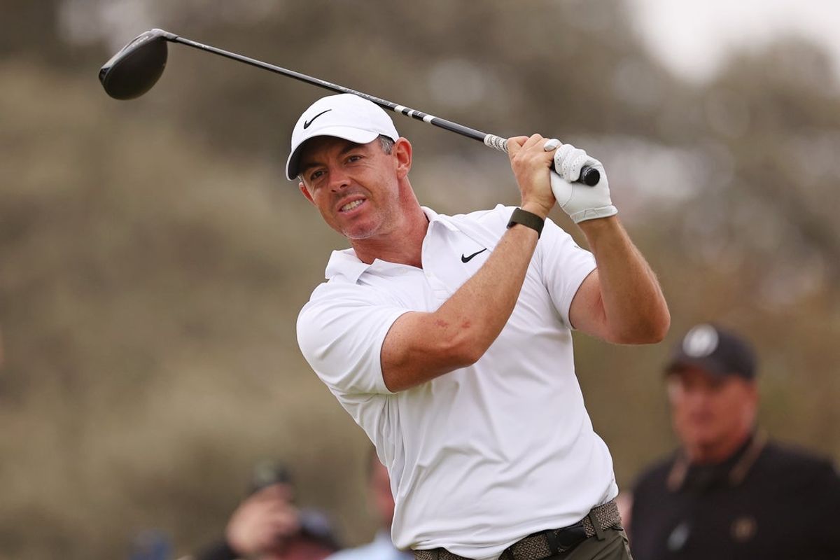 Jul 18, 2026; Southport, ENG; Rory McIlroy makes his putt on the first green during the third round of The Open Championship golf tournament at Royal Birkdale. Mandatory Credit: Bill Streicher-Imagn Images