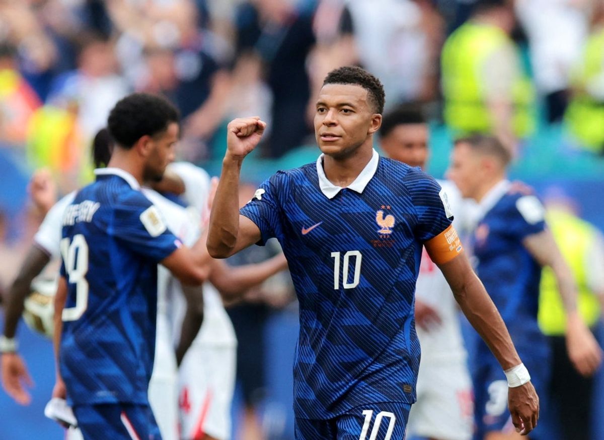 July 18, 2026; Miami Gardens, Florida, U.S.; France's Kylian Mbappe reacts after the match.  Mandatory Credit: Sam Navarro-Imagn Images