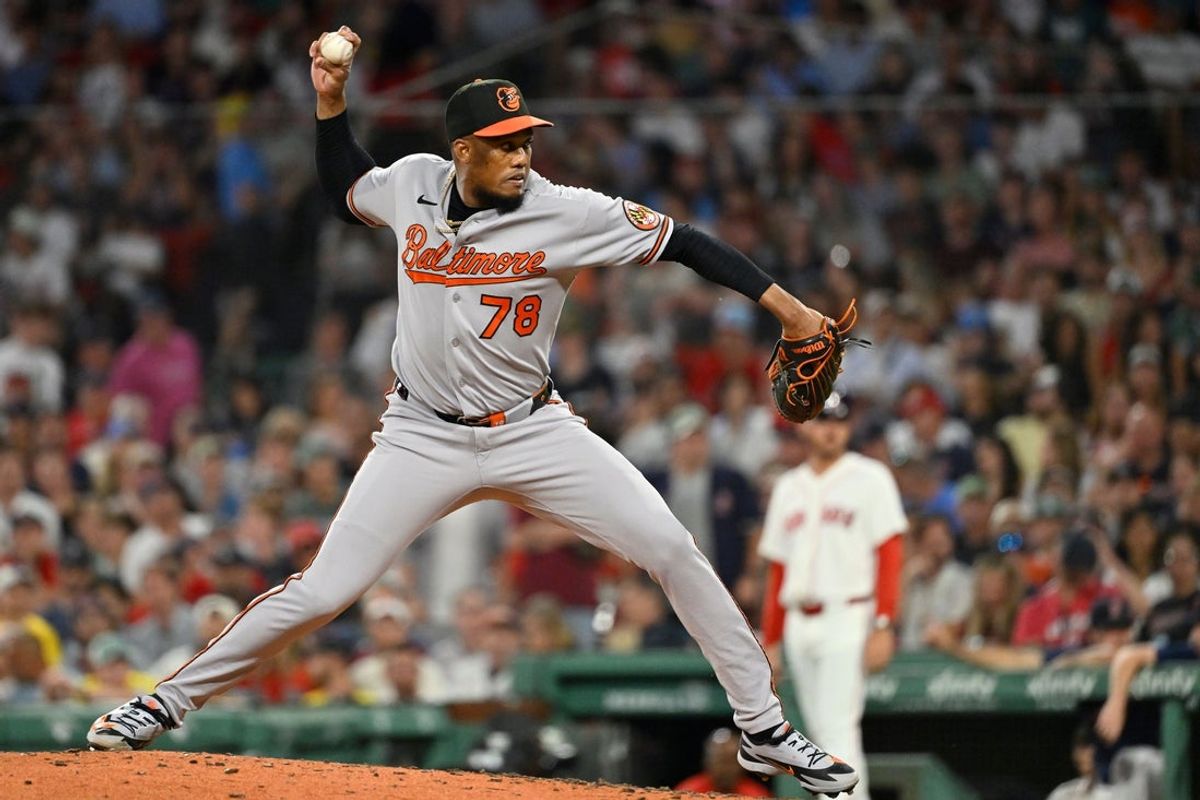 Jul 20, 2026; Boston, Massachusetts, USA; Baltimore Orioles relief pitcher Yennier Cano (78) pitches against the Boston Red Sox during the seventh inning at Fenway Park. Mandatory Credit: Eric Canha-Imagn Images