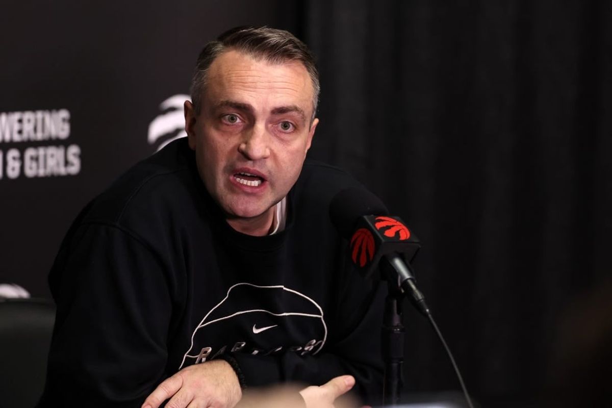 Jan 9, 2024; Los Angeles, California, USA;  Toronto Raptors head coach Darko Rajakovic speaks to media before the game against the Los Angeles Lakers at Crypto.com Arena.