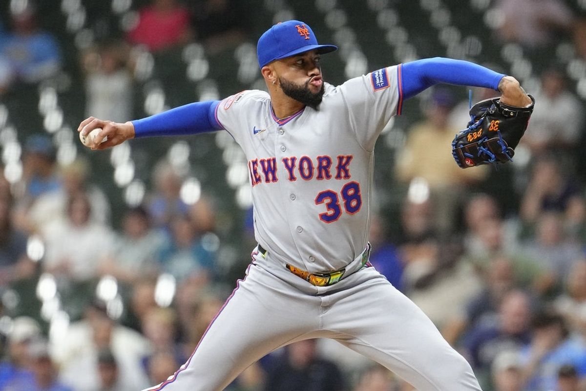 Jul 21, 2026; Milwaukee, Wisconsin, USA; New York Mets relief pitcher Devin Williams (38) delivers a pitch against the Milwaukee Brewers in the ninth inning at American Family Field. Mandatory Credit: Michael McLoone-Imagn Images