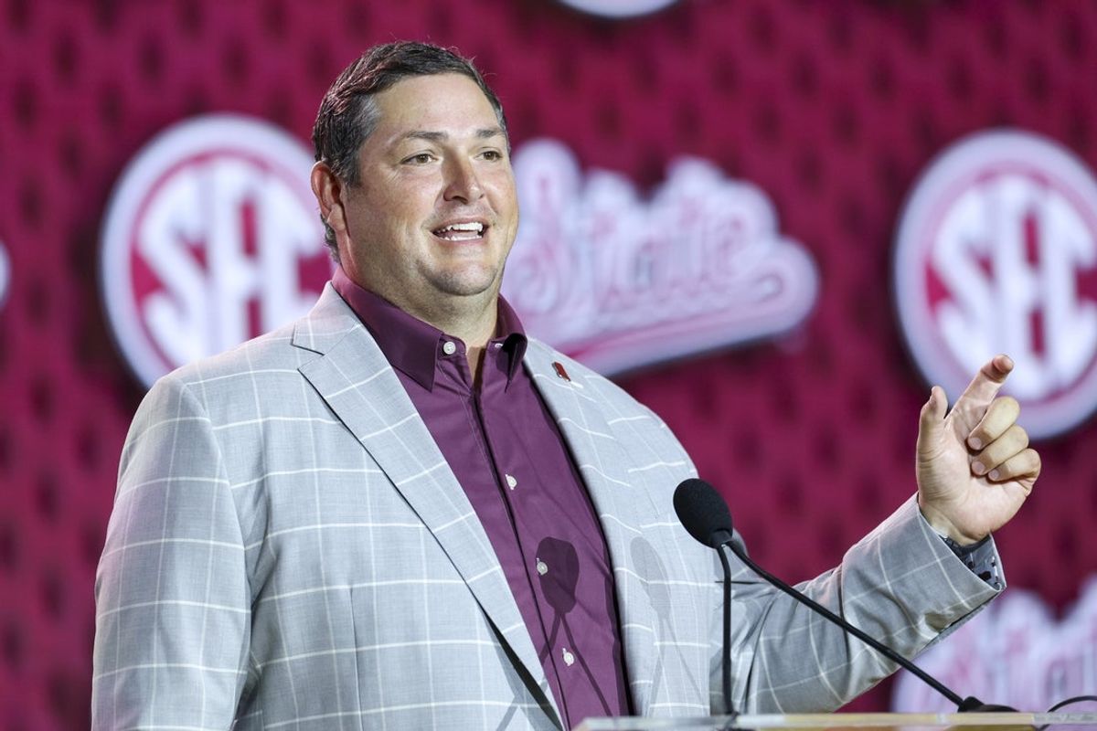 Jul 23, 2026; Tampa, FL, USA; Mississippi State Bulldogs head coach Jeff Lebby speaks to the press during SEC Football Kickoff Media Day at the Tampa Marriott. Mandatory Credit: Nathan Ray Seebeck-Imagn Images