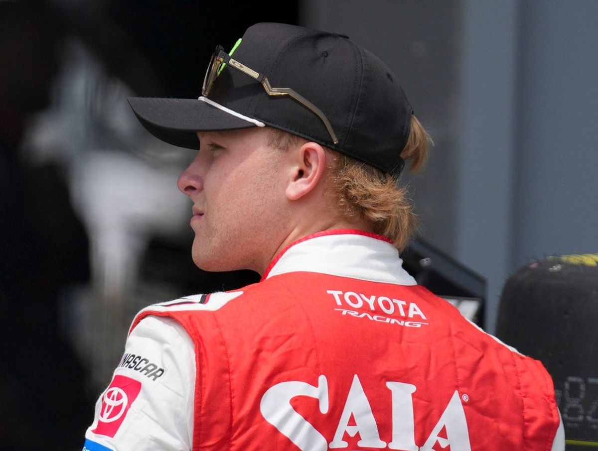 NASCAR Cup Series driver Ty Gibbs (54) walks into the garage Friday, July 24, 2026, during practice for the Brickyard 400 at Indianapolis Motor Speedway.