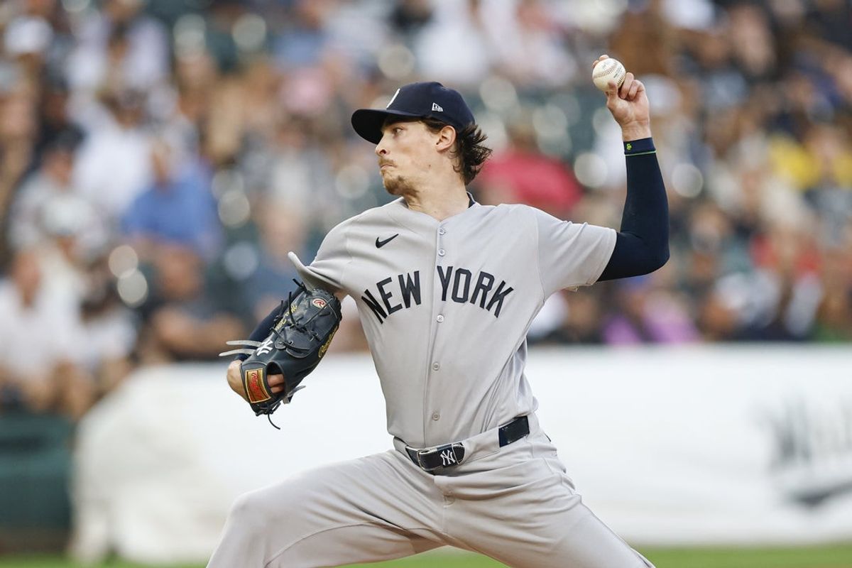 Jul 27, 2026; Chicago, Illinois, USA; New York Yankees starting pitcher Max Fried (54) delivers a pitch against the Chicago White Sox during the first inning at Rate Field. Mandatory Credit: Kamil Krzaczynski-Imagn Images