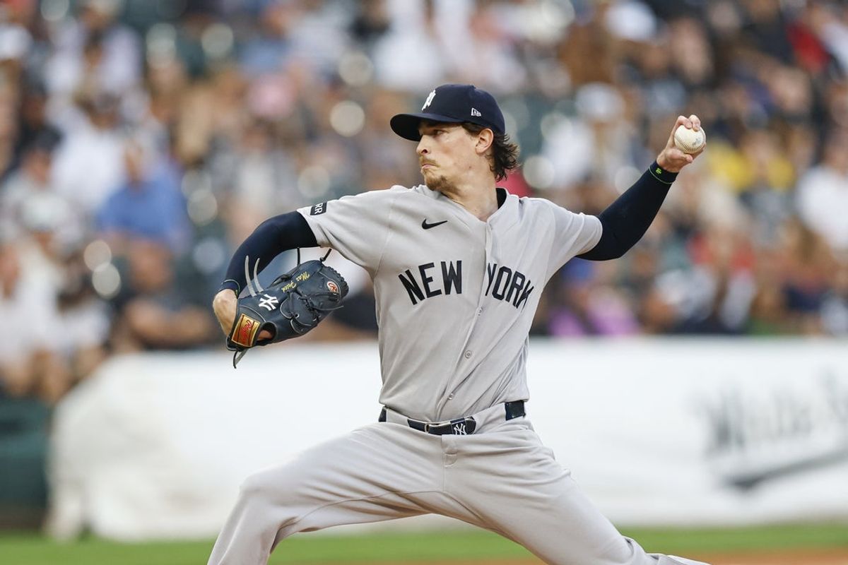 Jul 27, 2026; Chicago, Illinois, USA; New York Yankees starting pitcher Max Fried (54) delivers a pitch against the Chicago White Sox during the first inning at Rate Field. Mandatory Credit: Kamil Krzaczynski-Imagn Images